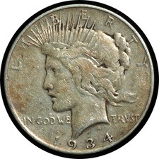 1934-D Peace Dollar Cleaned VF