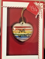 Lenox LOVE WINS Rainbow Heart LGBTQ Pride Ornament NIB FREE SHIPPING!!😍😍