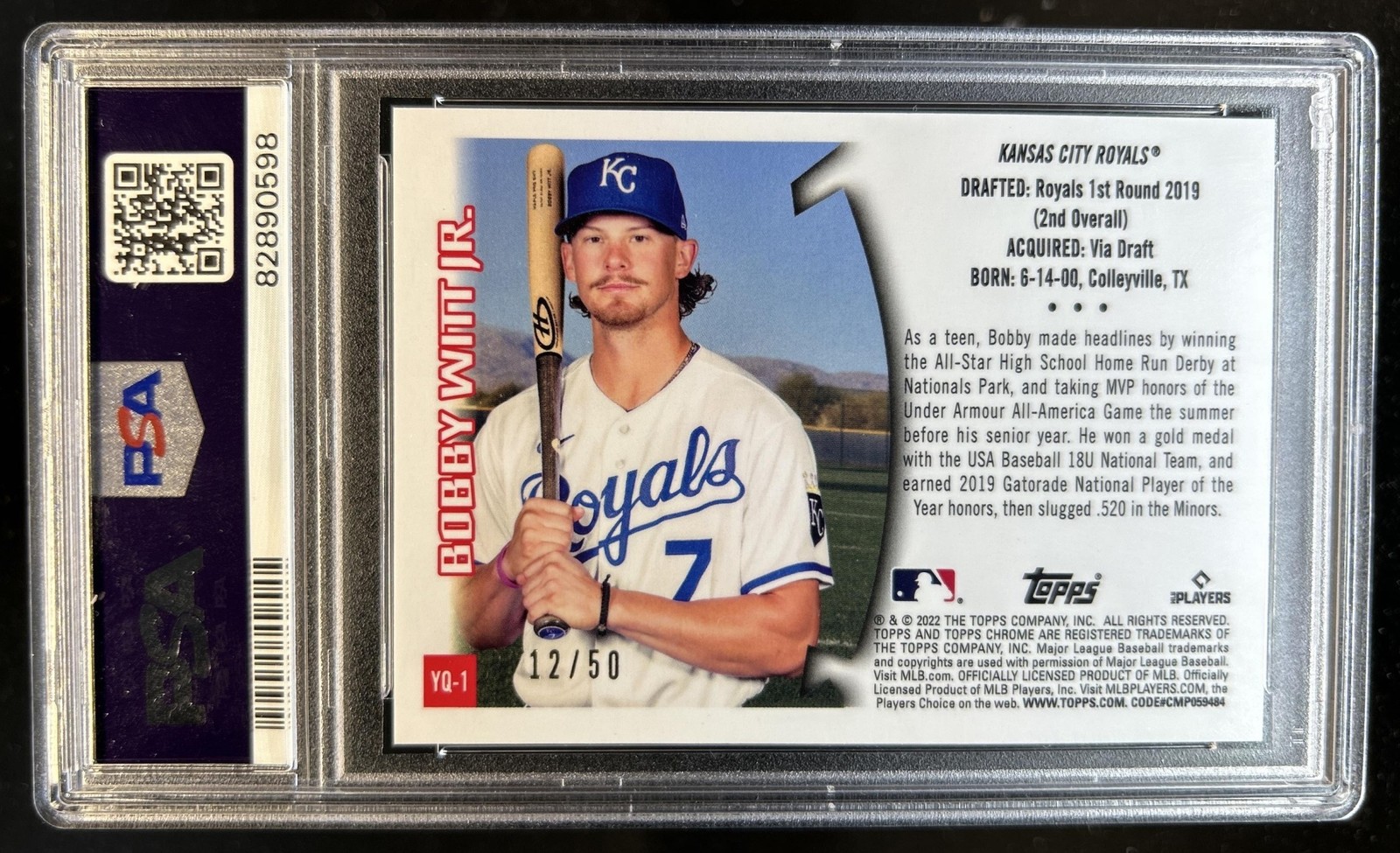 2022 Topps Chrome Sonic Bobby Witt Jr. 1996 Youthquake RC Gold #/50 PSA 10 view 2