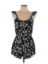 Ambiance Black and Blue Floral Romper