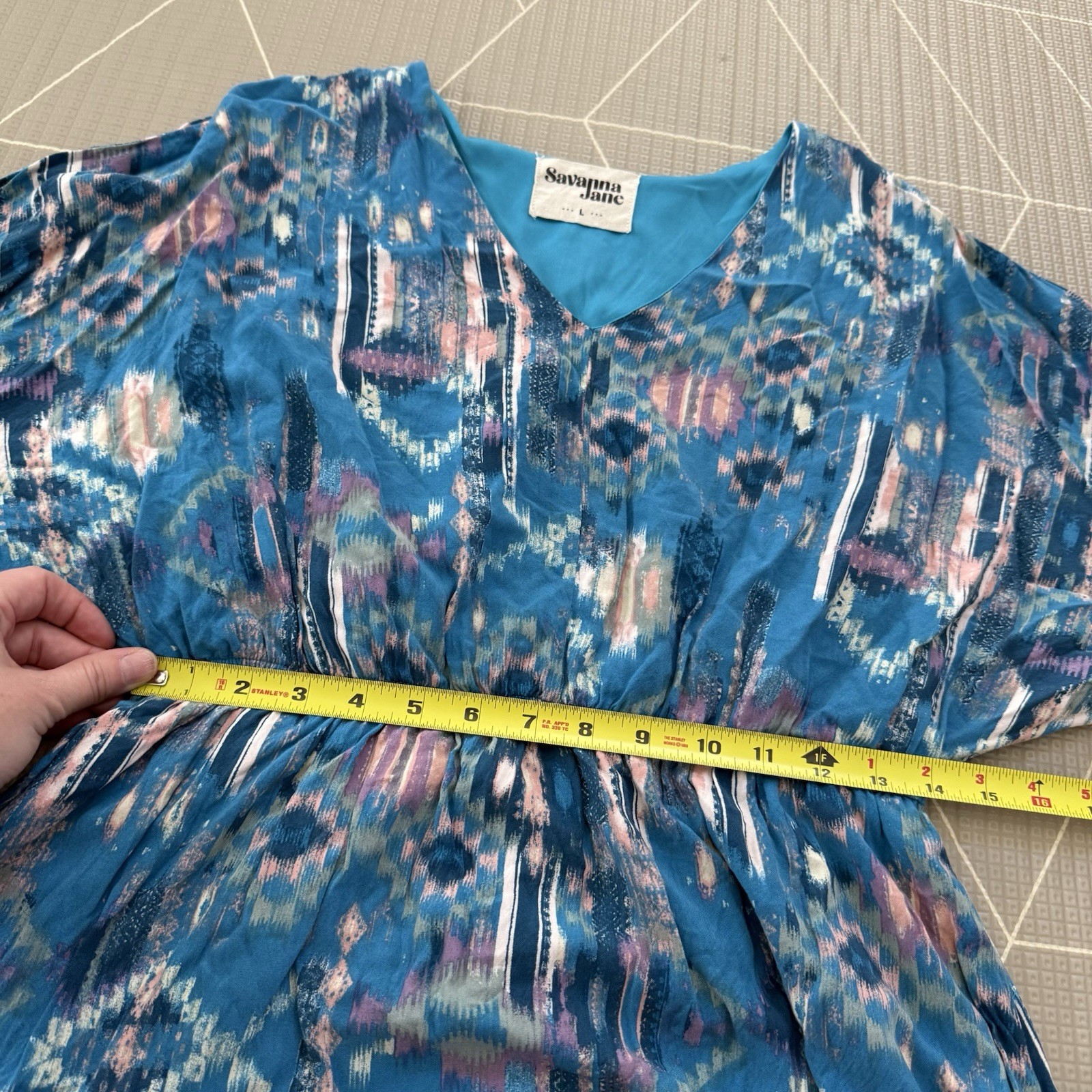 Savannah Jane Tunic Dress Size Large Blue Aztec P… - image 5