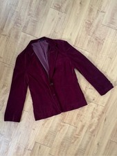 Vintage 70s Burgundy Velvet Cotton Blazer Jacket