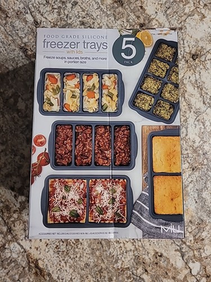 #ad #ad Food Grade Silicone Freezer Trays Molds 5 Pack Gray W 4 Lids Great For Storing $39.95