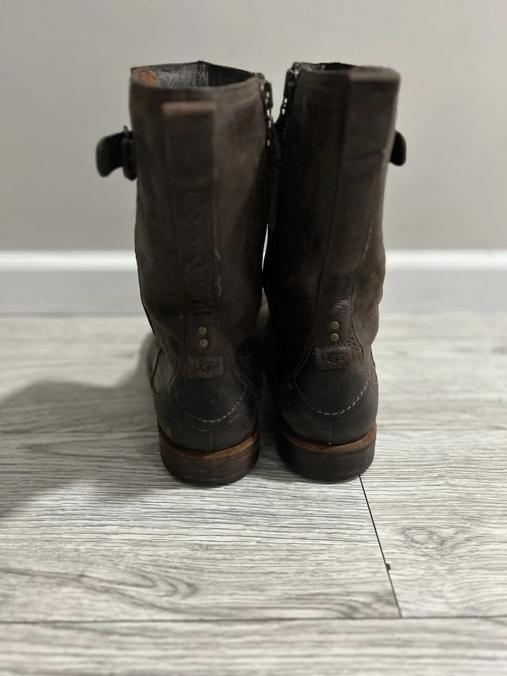 Botas de Motociclista UGG Rockville Para Hombre EE. UU. 13 Marrón Cuero Hebilla Moto Botas de pantorrilla Foto 4 de 4