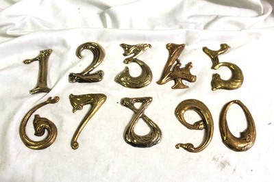 Bronze House Numbers ,After Hector Guimard design , Lost wax Castings , Each