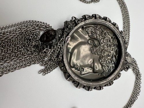 "Collar vintage grande de plata con medallón de laurel de 20""" - Imagen 10 de 12