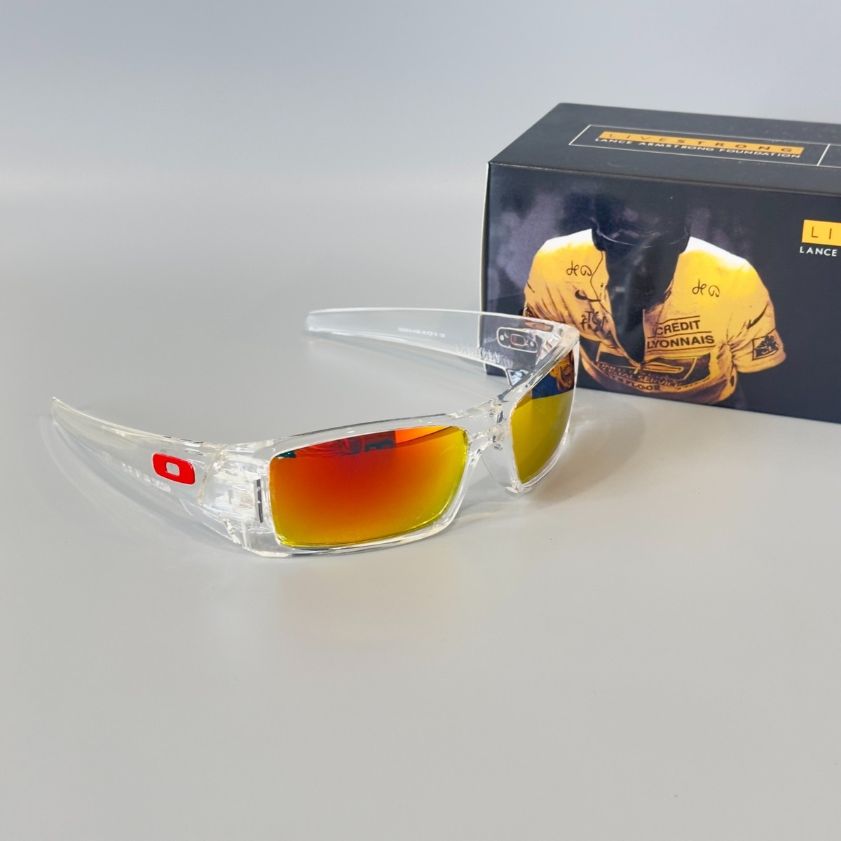 Oakley Gascan OO9014 Polarized Sunglasses Clear Frame Ruby Iridium