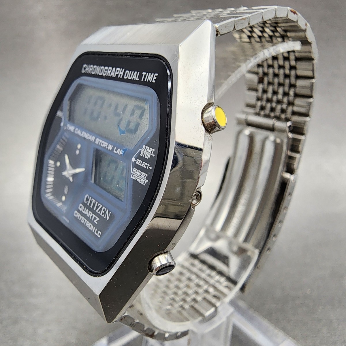 Citizen Analog Digital Watch Men 35mm Black Dial Stel Chrono Dual