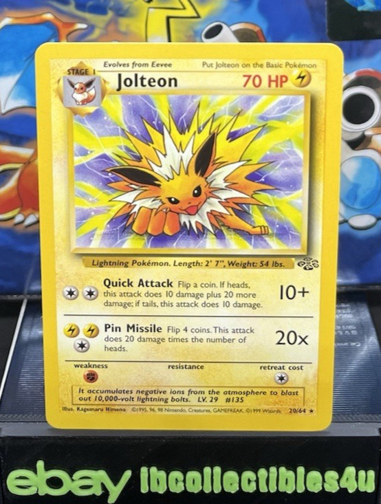 Pokémon TCG Jolteon Jungle Non Holo Rare 20/64 N/ Mint Vintage WOTC 1999 F/S