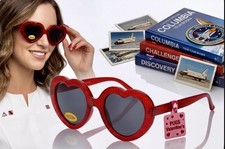 New Heart Shaped Sunglasses Red Smoke Glitter UV400 Protection Women Girls Retro