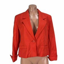 Vtg 90s Crop Blazer Red Silk Blend Roth Le Cover Sport Designer Jacket Crop NWT