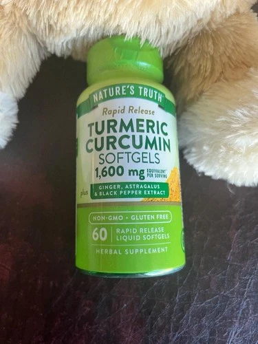 Nature's Truth Turmeric Curcumin Softgels 60 Count Herbal Supplements 1600mg