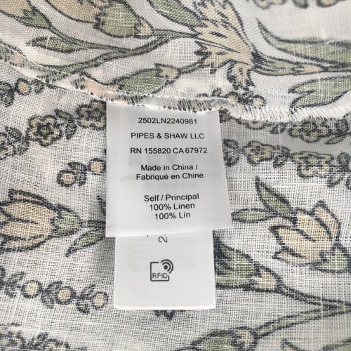 Blusa lino Veronica Barba Ailani bottoni maniche lunghe a sbuffo girasoli vortice - Foto 13 di 17