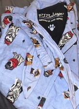 3 Pcs PJ Salvage Pajama Set Women's XS Dogs Eyeglasses Flannel Pants,top.NWOT