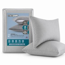 Pillow Protectors with Zipper Standard Size Gray- Premium Brushed Microfiber ...