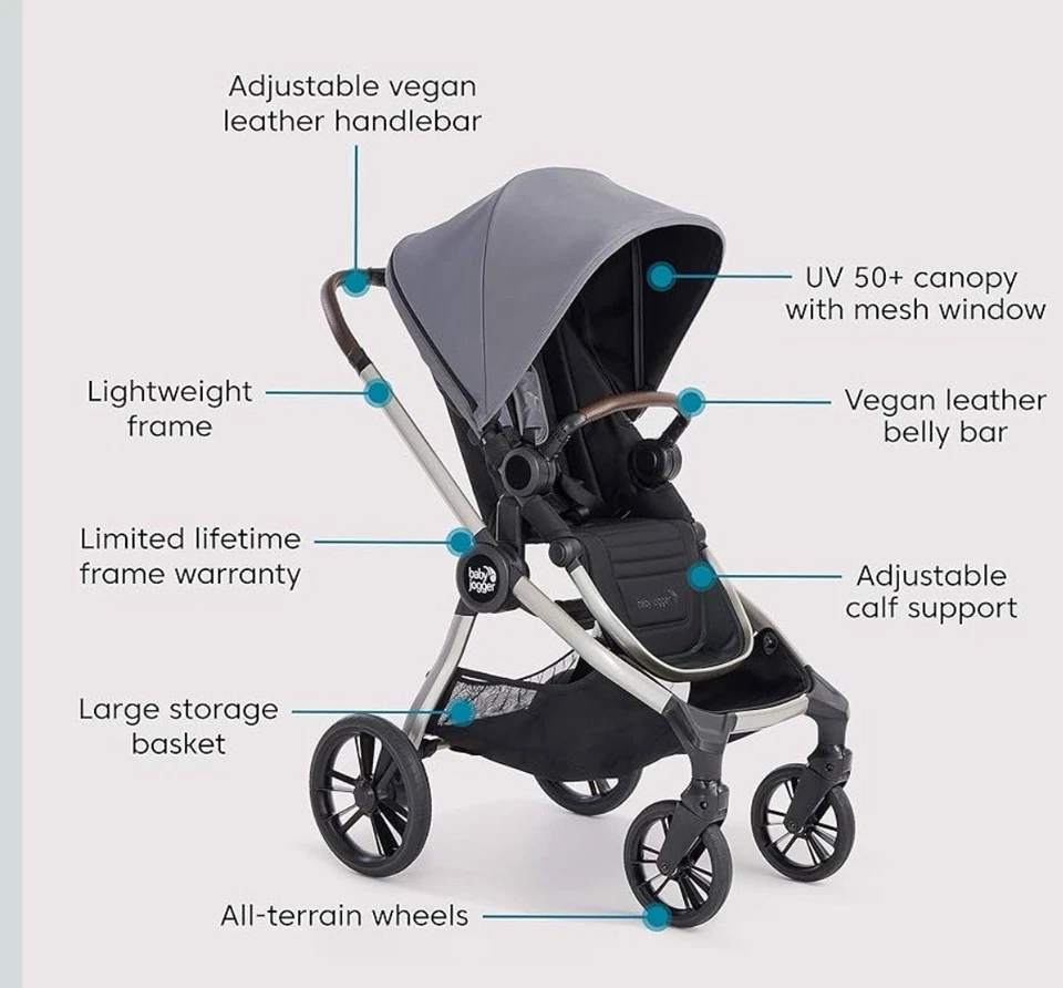 Nuevo Cochecito Individual Baby Jogger City Sights Pizarra Oscura, Compacto Plegable Viaje Nuevo Foto 4 de 4