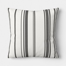 18x18 Woven Striped Pillow Black/Ivory - Thre...