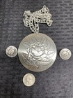 Rose Medallion Style Pendant/earrings West Germany(?) Large Pendant Vintage 18”  — photo 2