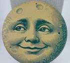 Man In The Moon Face Round Tin Sign 8x8 Vintage Style Celestial Wall Decor