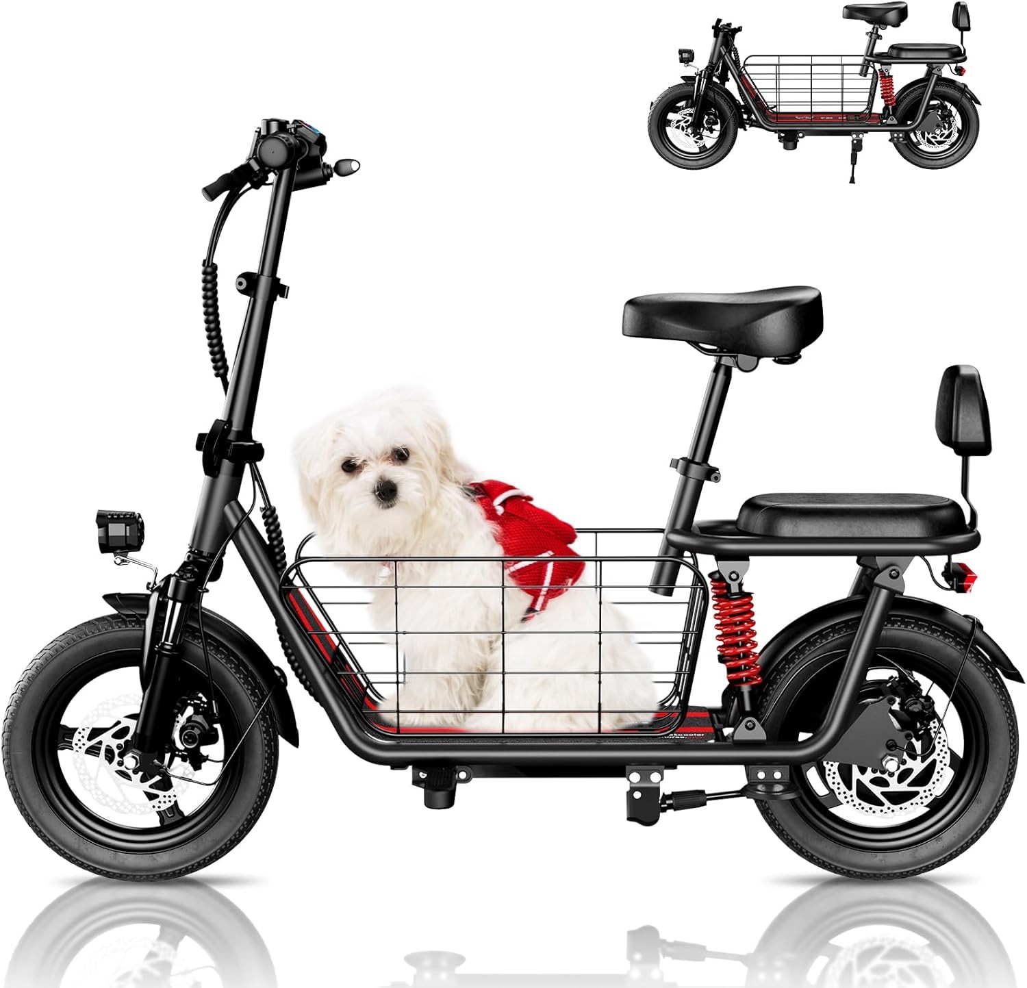 850W Electric Scooter with Seat Basket for Adults and Pets 25 Mile Range 22MPH Speed