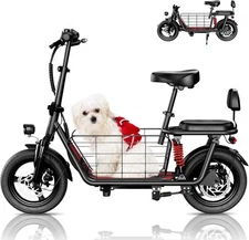 850W Electric Scooter w/Seat Basket for Pet Adult Commuter E-bike 25 Miles 22MPH