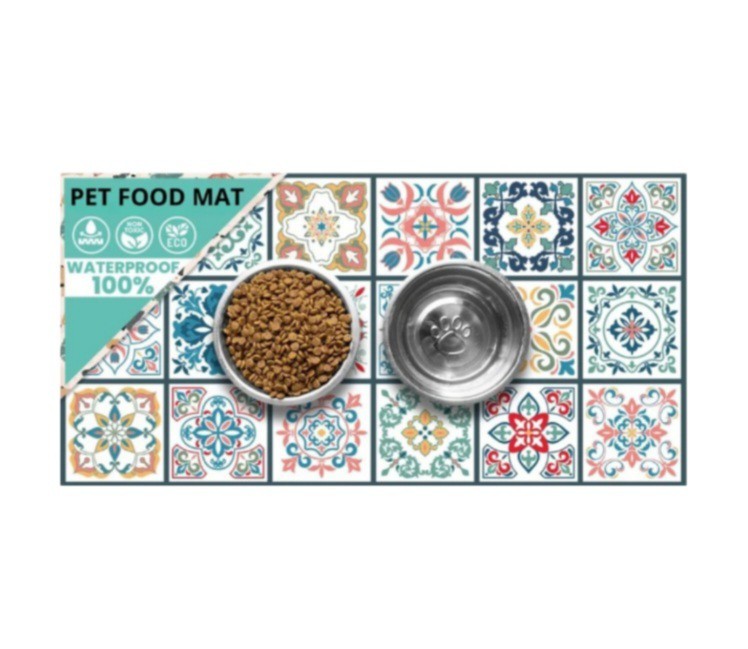 Mat For Pet Bowls Non Toxic Mats Waterproof Vinyl 15.75 X 31.5"
