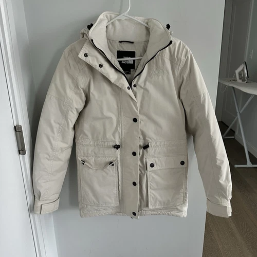 OFF WHITE NORTH FACE REIGN ON DOWN PARKA bianco sporco impermeabile taglia XS