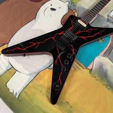 Custom Black Dime Electric Guitar red Lightning Body Red Inlay Free Ship