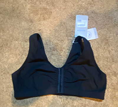 Amoena Frances 2128 Black Front Closure Wireless Mastectomy Bra L C/D