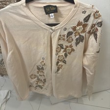 Bob Mackie Art to Wear Yvory Sequence Cardigan Size 1X Plus Size