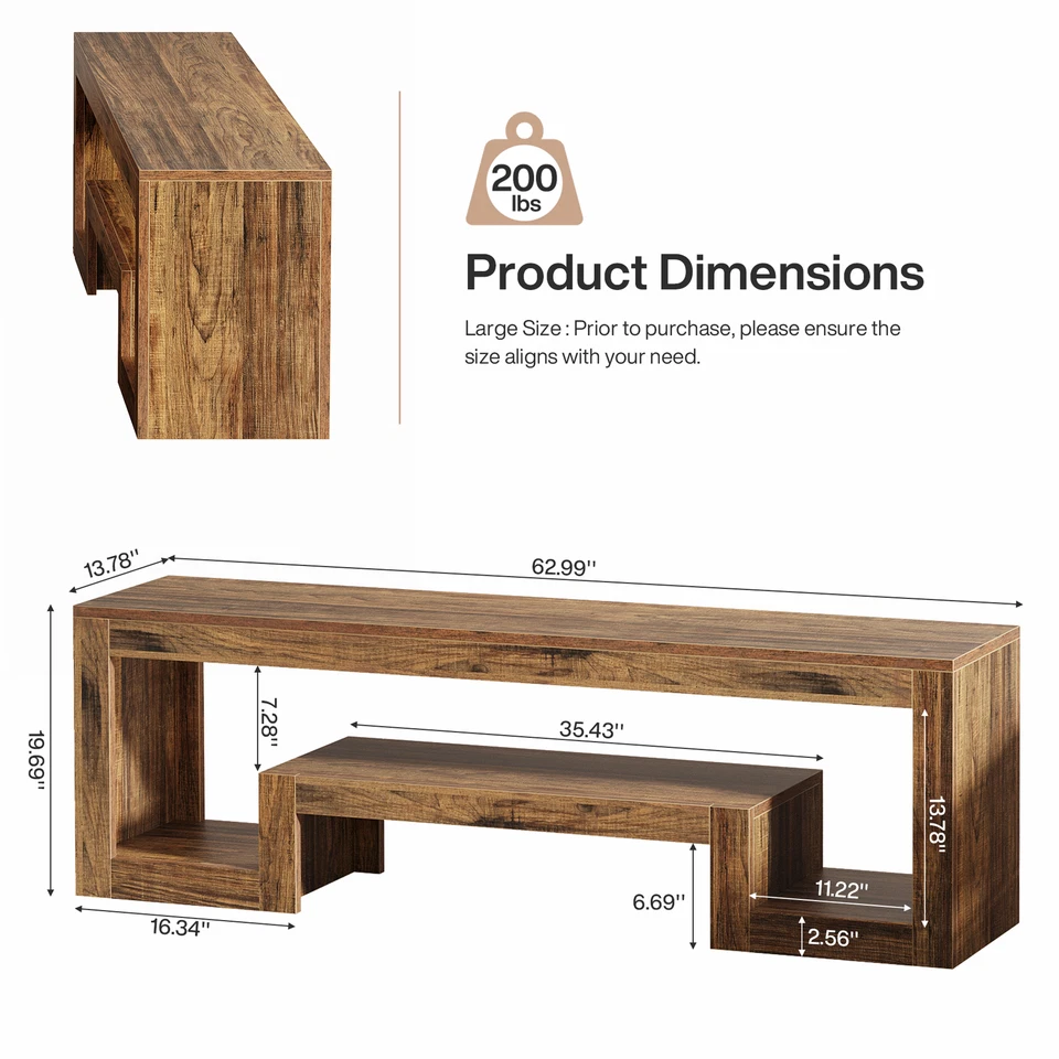 Tribesigns Farmhouse TV Stand for Tvs up to 65", Entertainment Center with Shelf - Image 2 of 4