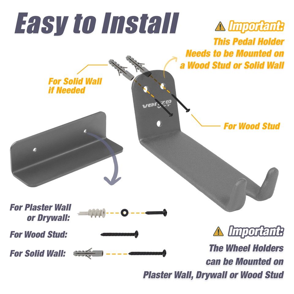 1x Bike Bicycle Pedal Wall Mount Indoor Storage Hanger Stand Hook