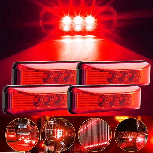 4x 3LED Side Marker Red Lights Clearance Light for Truck Trailer RV Waterproof - Picture 13 of 15