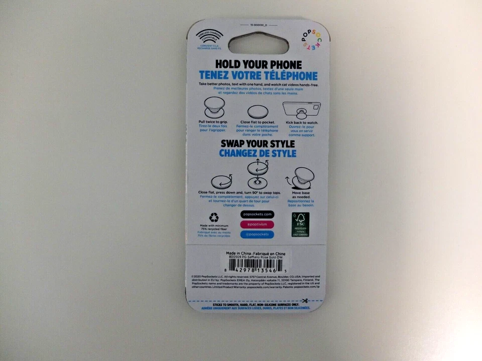 PopSockets Swappable Phone Grip Stand - SAFFIANO ROSE GOLD - PopGrip PopSocket - Image 4 of 4