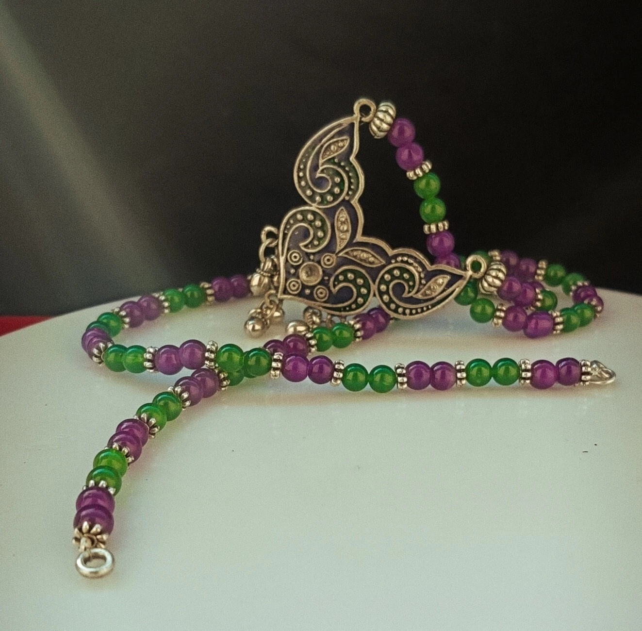 VETEMENTS Esclusivo ciondolo artigianale con argento ossidato verde tedesco argento gioielli