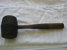 Vintage Rubber Mallet Hammer with Wood Handle 10"
