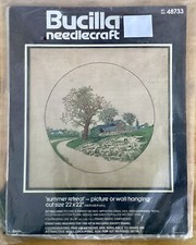 VTG Bucilla Needlecraft Crewel Kit 48733 "Summer Retreat" Picture/Wall Hanging