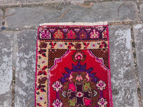 Vintage Hand Knotted Oushak Runner, Turkish Wool Rug, Bohemian Style Runner - Picture 9 of 12