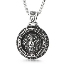 Classic Lion Wolf Skull Pendant Stainless Steel Necklace for Men Halloween Gifts