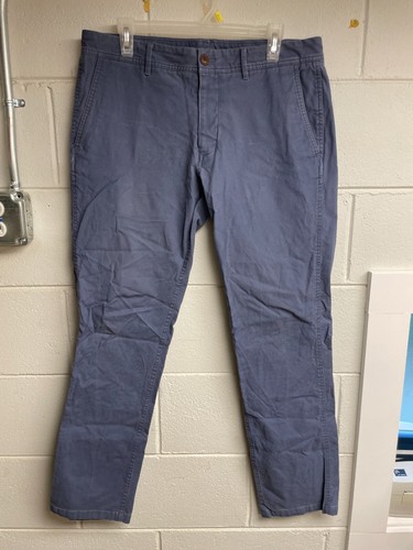 Bonobos Pants Men 33x32 Blue Slim Straight Flat Front Washed Chino Casual - Picture 4 of 5