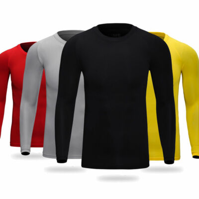 Mens Long Sleeve Compression Under Base Layer T-Shirt Sport Fitness Workout US