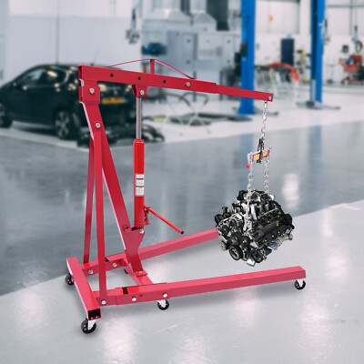 #ad 4400lb Engine Hoist Hydraulic Crane Lift with Leveler Folding Cherry Picker Tool $256.70