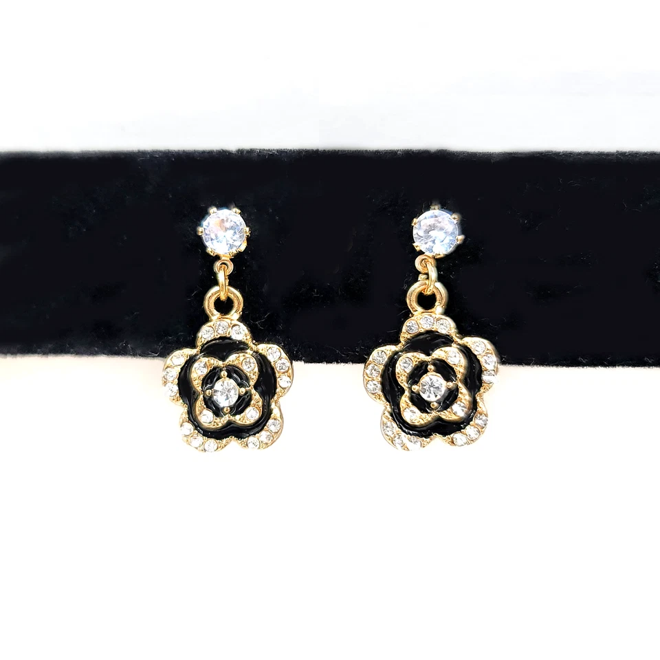 S925 серебряный post камелия подвеской серьги, роза подвеской серьги, цветок серьги - Изображение 2 из 4