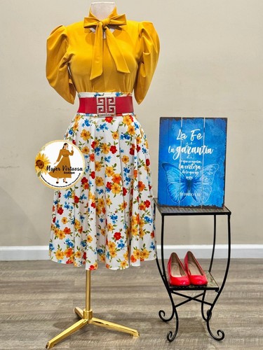 White Floral Midi Skirt - Picture 2 of 7