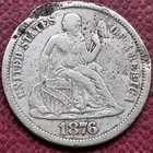 1876 CC Seated Liberty Dime 10c Better Grade XF Details #68243