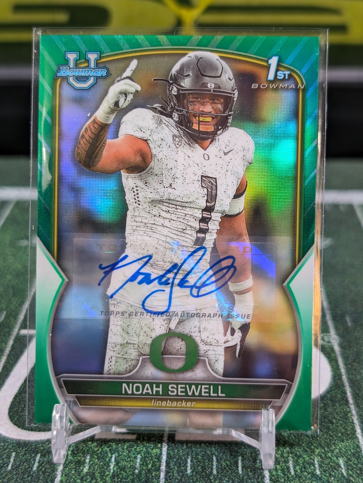 2022 Bowman Chrome University 1st Bowman Green Refractor Auto Noah Sewell RC /99