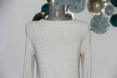 Gilet Long En Laine Mélangée La Fée Maraboutée - Taille L - Ivoire - Excellent état