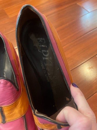 1970s vintage women's platform loafers shoes 8.5, 9 pink leather - Picture 7 of 11