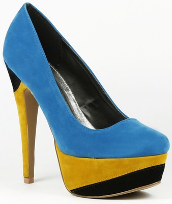 mustard and black heels