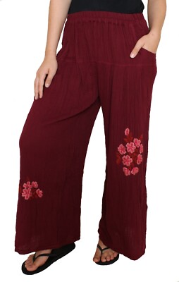 Handmade Sacred Threads Red Pants w/Embroidery - One size